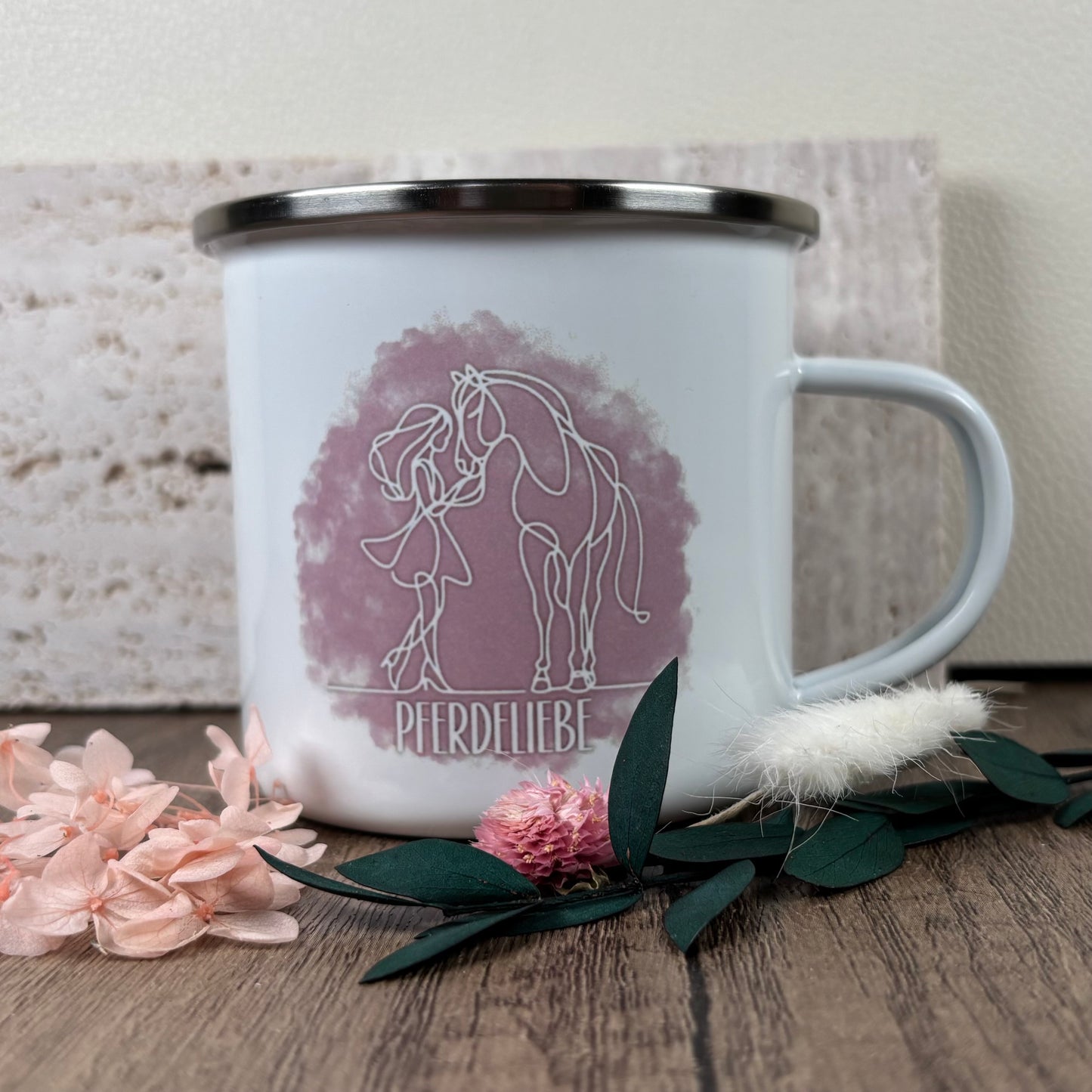 Emaille Tasse Pferdeliebe