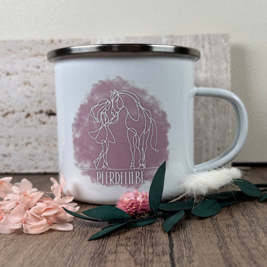 Emaille Tasse Pferdeliebe