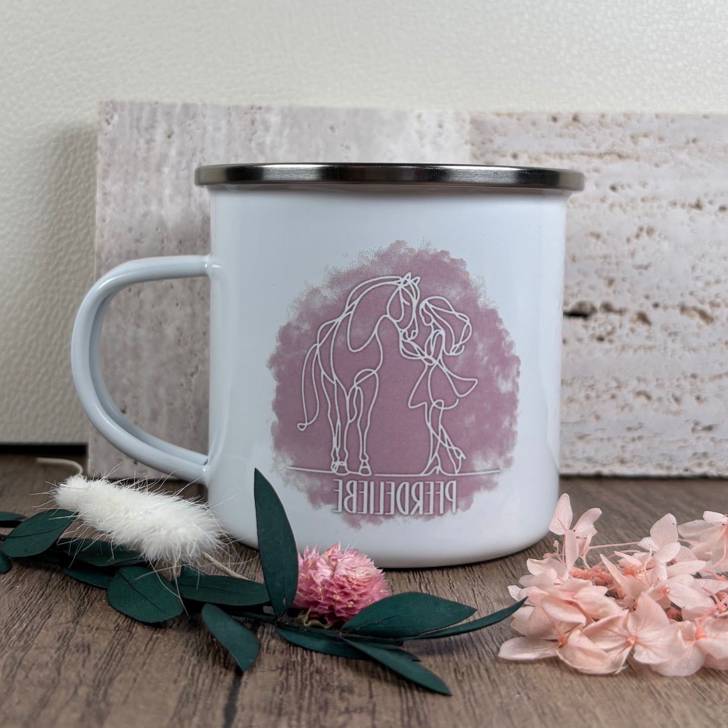 Emaille Tasse Pferdeliebe