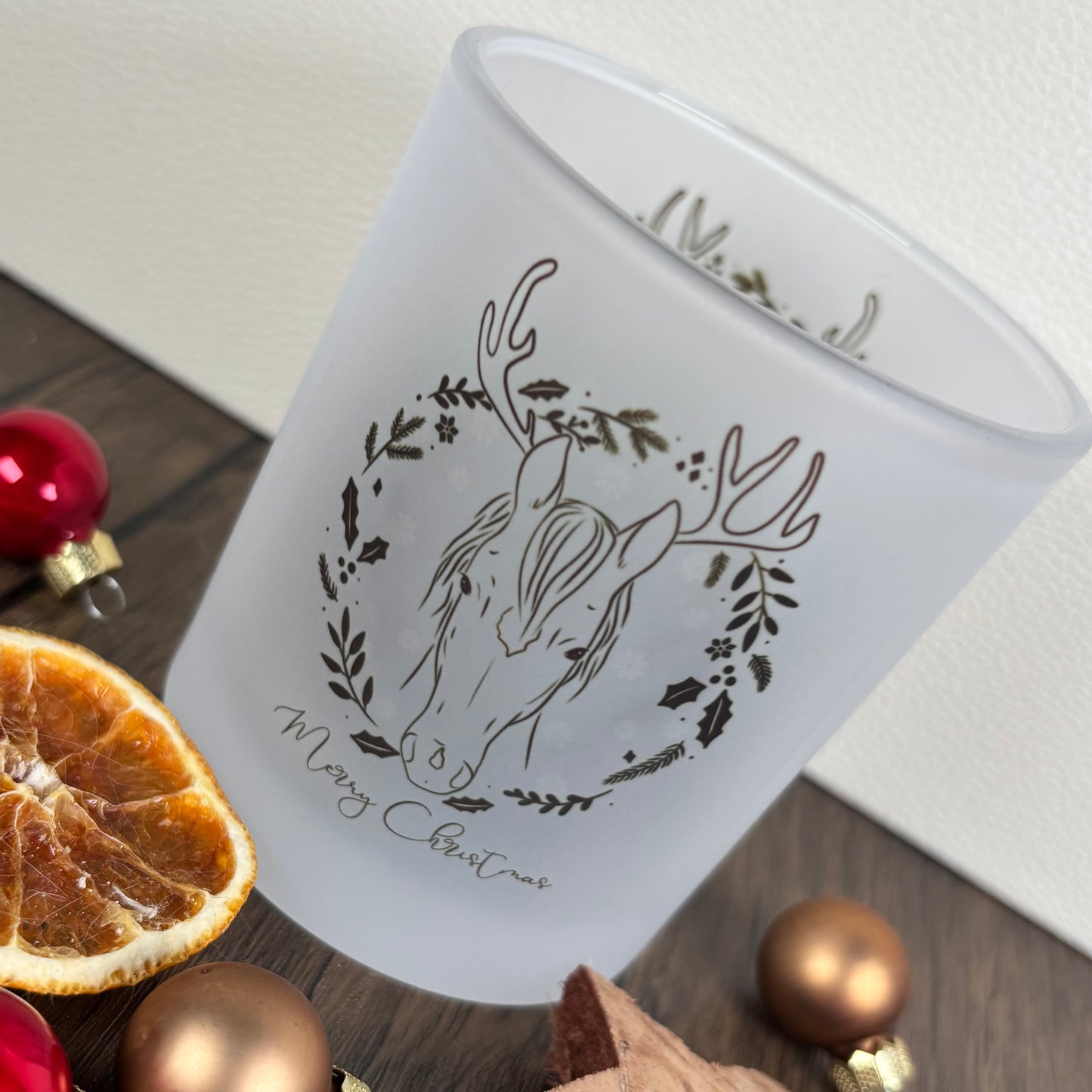 Teelichtglas "Merry Christmas"