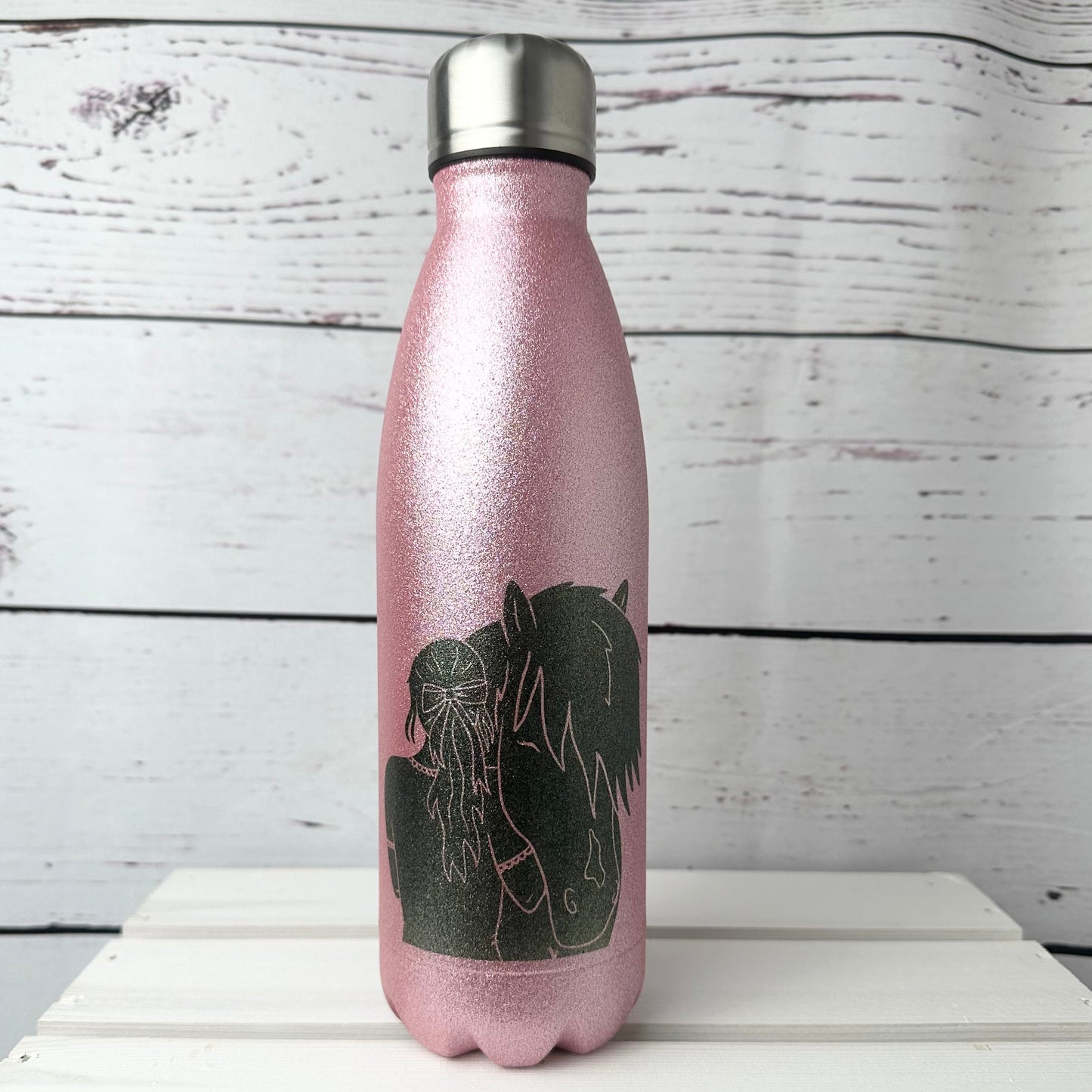 Glitzer Thermosflasche Pferdemädchen