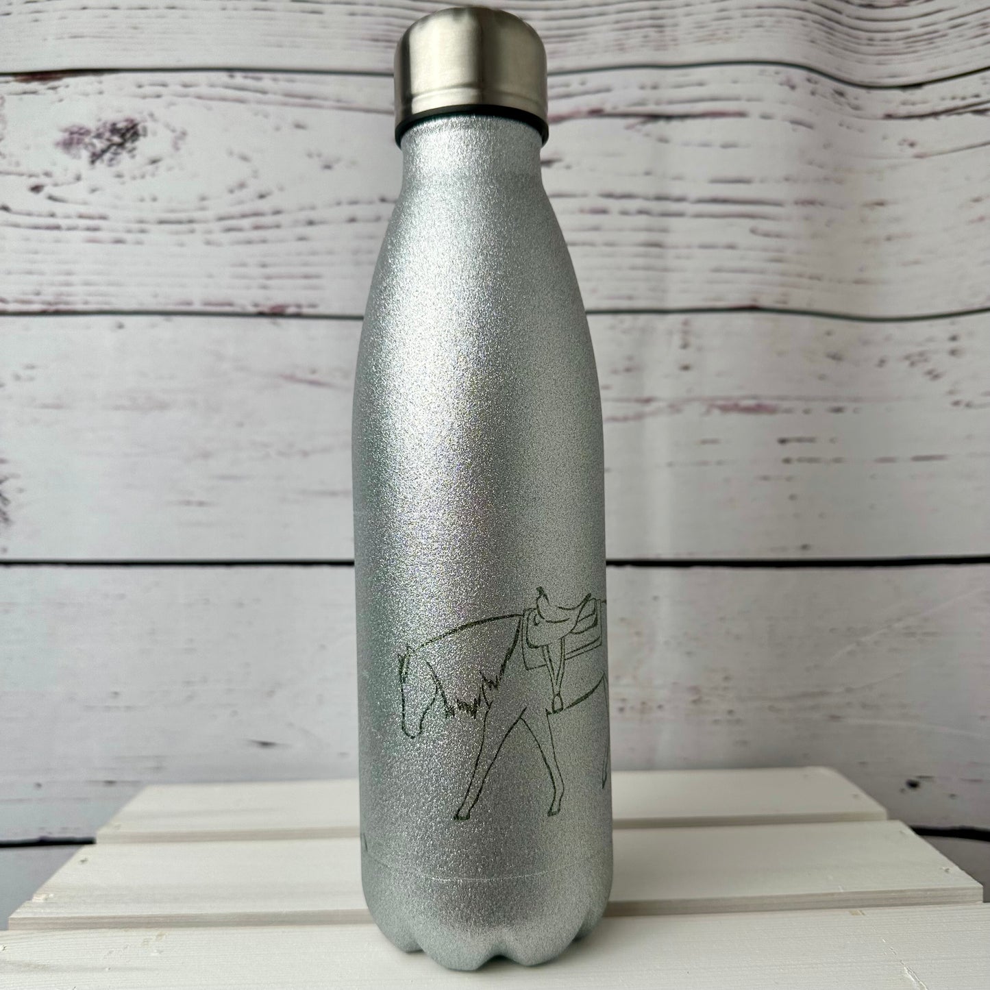 Glitzer Thermosflasche Westernpferd