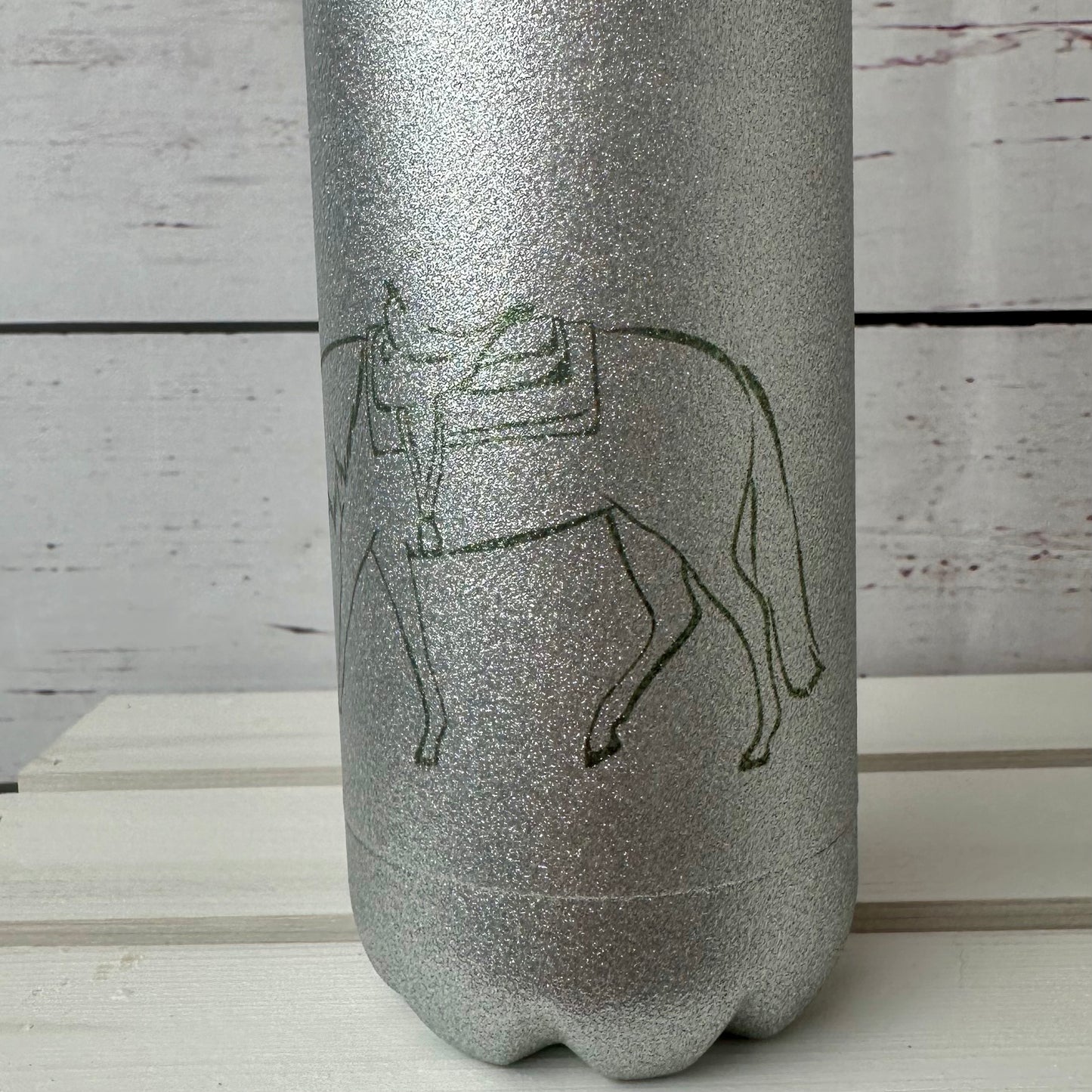 Glitzer Thermosflasche Westernpferd